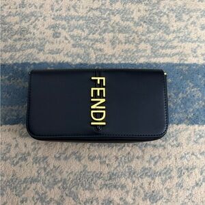 Fendi Black Wallet with Gold Logo
